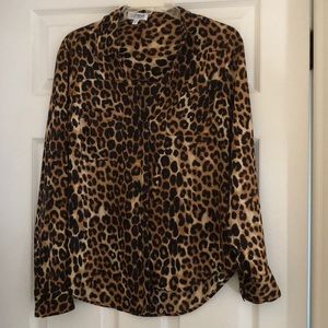 Express leopard print button down blouse